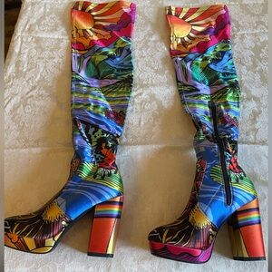 Dolls Kill California Dreaming Over the Knee Boots with Chunky Heel